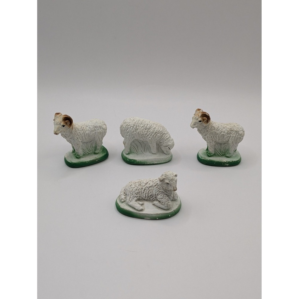 Nativity Replacement  Sheep Lambs Ram Lot of 4 Christmas Figures Standing Laying